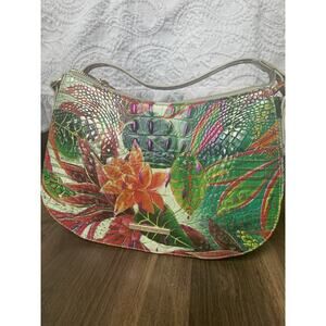 NWT Brahmin Shayna Croc Leather Crossbody Purse Floral Tropical LIMITED EDITION